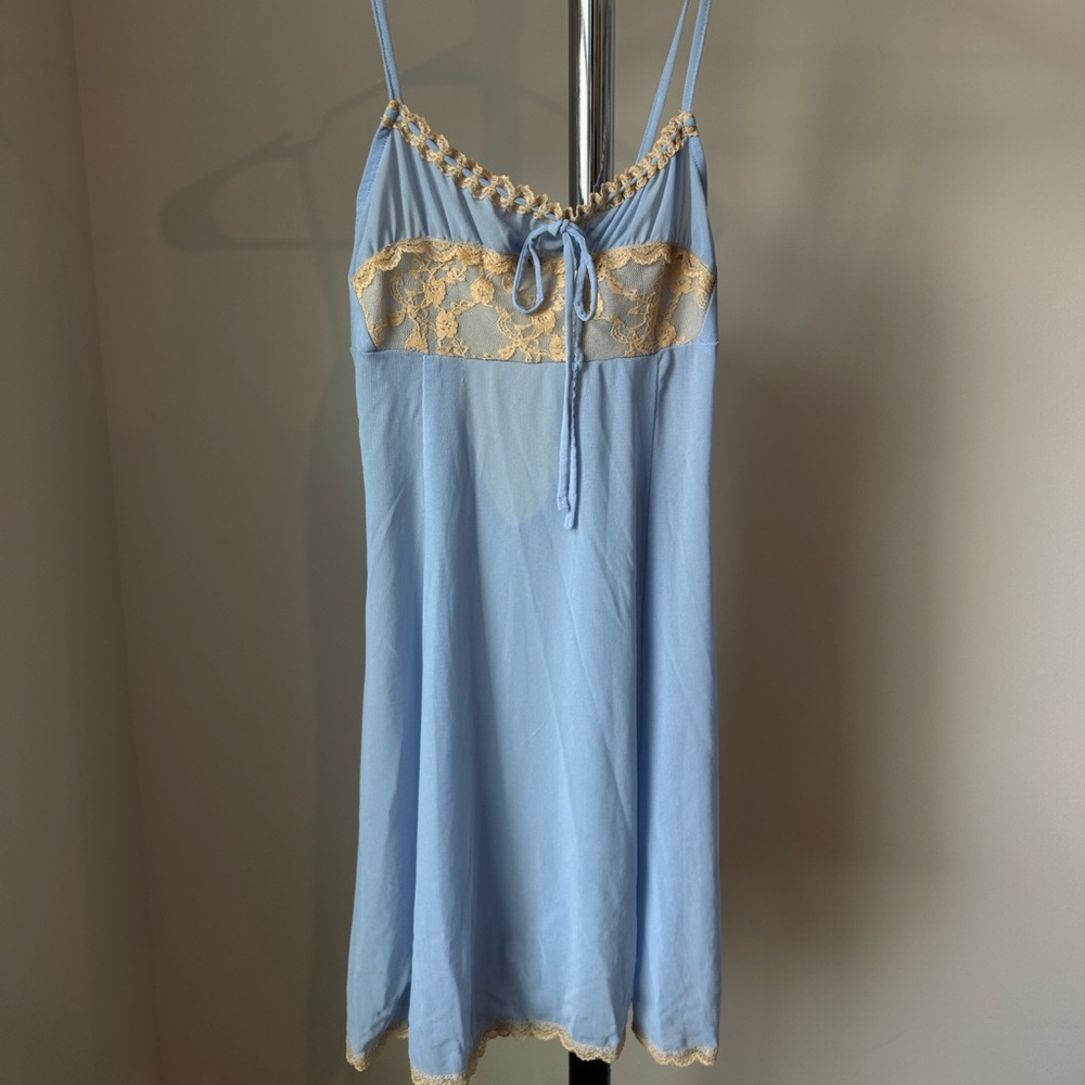 Out From Under blue lace slip dress